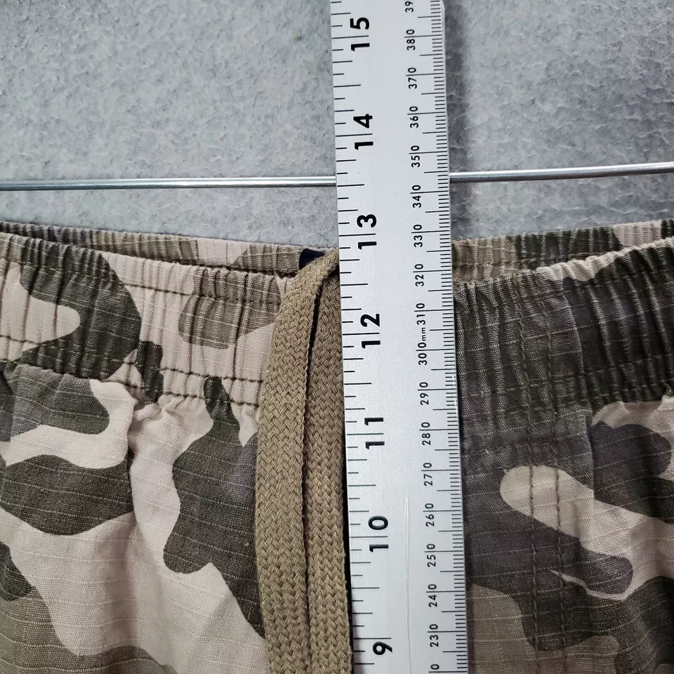 复古 Big Dogs 男式短裤 M 橄榄迷彩防撕裂工装口袋 抽绳 Y2K — 第 4/4 张图片