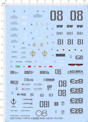 Detail Up 1/100 MG RX-79 Ez-8 08MS THE 08TH MS GDM Model Water Slide Decal