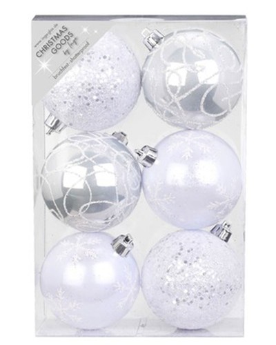6 Weihnachtskugeln 8cm Kunststoff Muster Christbaumkugeln Weihnachtsbaumkugeln - Bild 12 von 18