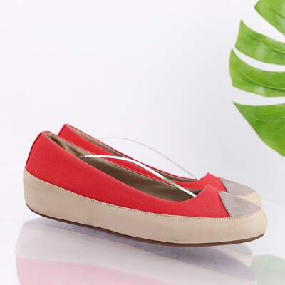 Fitflop Womens Due Ballet Flat Size 43 11 Tan Coral Slip On Shoe