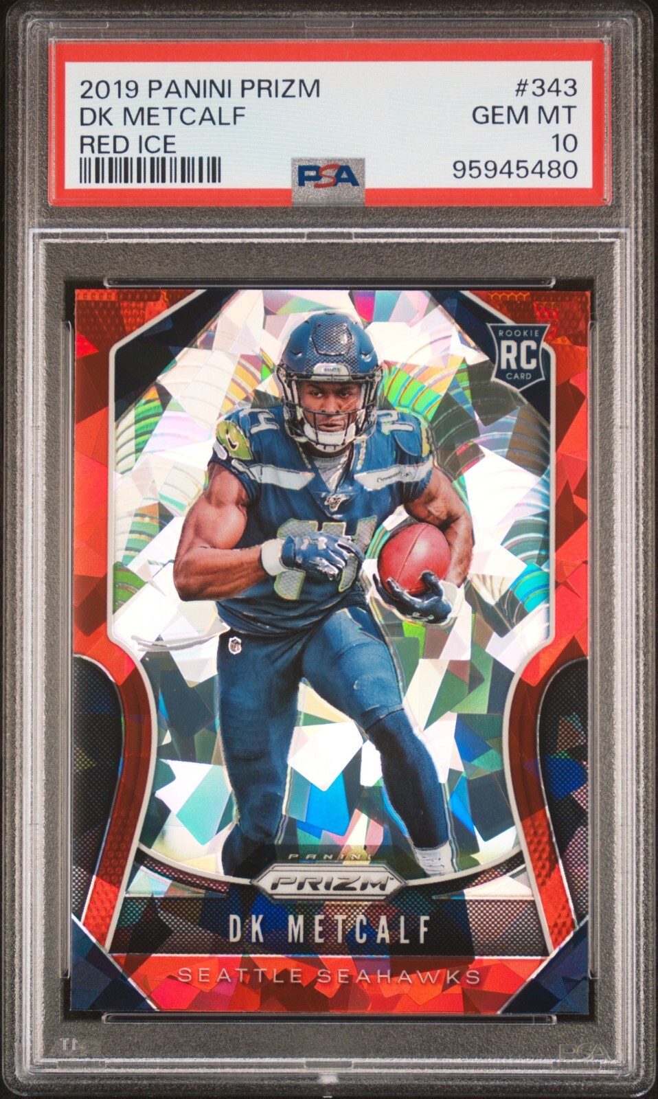 DK Metcalf 2019 Panini NFL Prizm Rookie #343 "Red Ice Prizm" - PSA 10 - GEM MINT