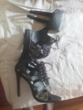 Black steam punk boots women size 7 new