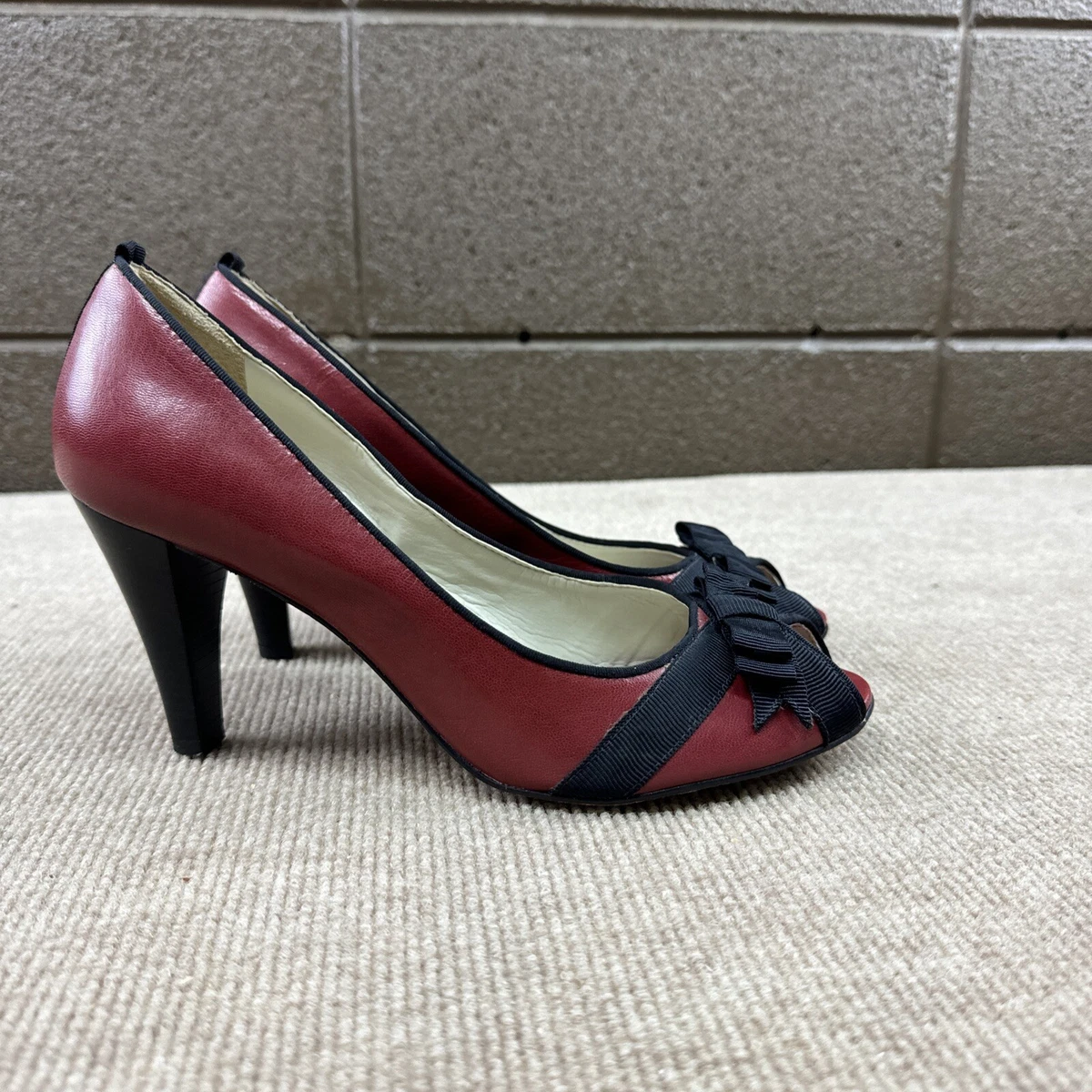 Antonio Melani Pumps Women 9 Red Black Peep Toe eBay