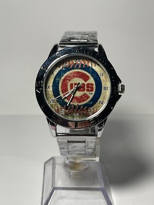 Chicago Cubs Baseball Team Logo Men's Stainless-Steel Silver Watch NEW