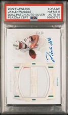 2022 PANINI FLAWLESS DUAL PATCH AUTOS SILVER JAYLEN WADDLE 1/15 PSA 8 AUTO 10