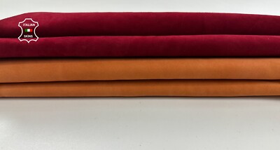 ORANGE RED SUEDE Goatskin Goat leather pack skins total 5+sqf  #C3536