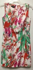 AGB Womens Dress Size 10 Pink Green White Red Back Zip Casual Colorful 165
