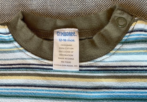 Vintage 2005 Gymboree Gone Fishing Fisch Tasche Langarm Streifen Body 12-18M - Bild 5 von 5