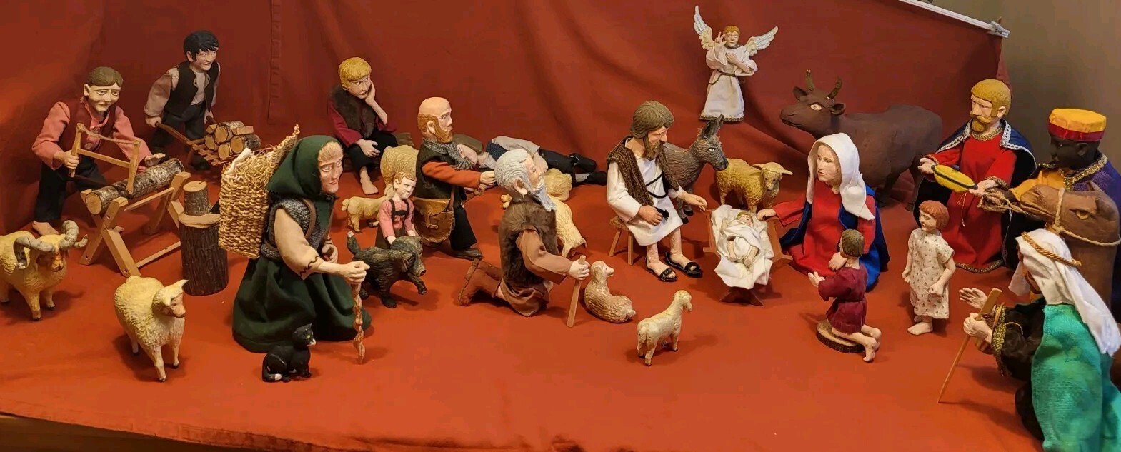 Riesige handgeschnitzte Krippenfiguren Krippe Weihnachten Alpen Erzgebirge Rar