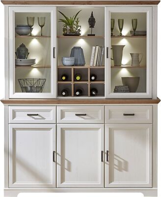 Buffet Geschirrschrank JASMIN Pinie weiß Nachbildung