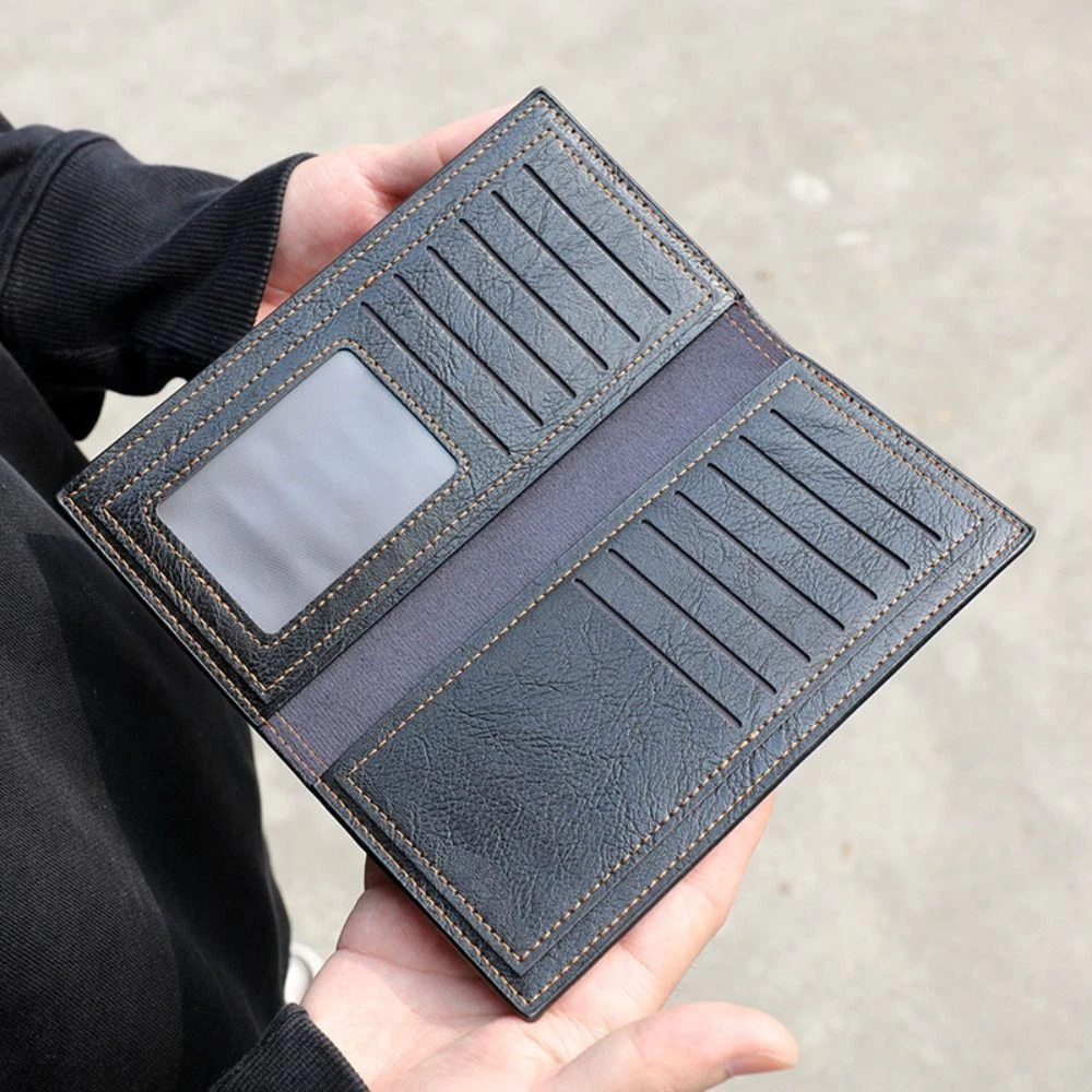 Large Capacity Men s Long Wallet Multi position Male Leather Purse Male