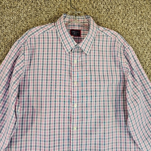 UNTUCKit Shirt Mens Medium Long Sleeve Button Up Pink Blue - Picture 3 of 9