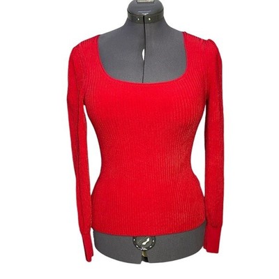 Everlane The Square Neck Top Sweater Small S Ribbed L/S Puff