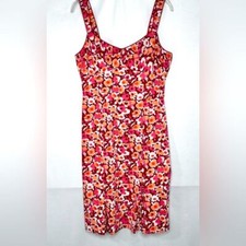 Loft Sweetheart Floral Sundress Pleats Retro Rock A Billy Sz 12