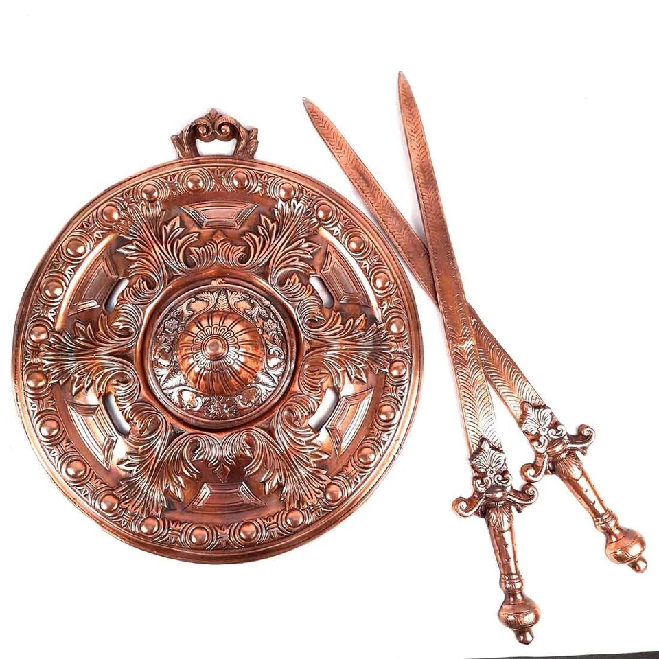 Juego Royal Bahubali Dhal Talwar | Colgantes de montaje en pared con espada y escudo -18 pulgadas Foto 4 de 4