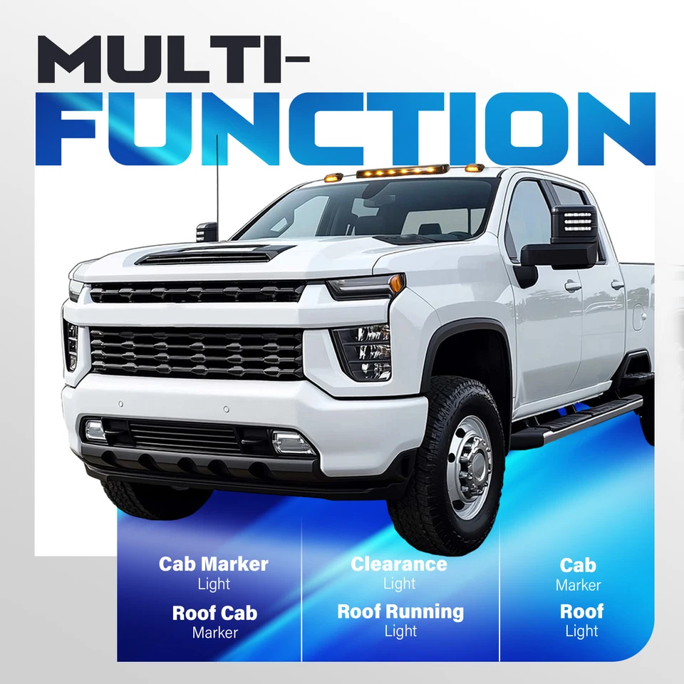 LED 驾驶室车顶标记灯琥珀色适用于 2007 - 2021 雪佛兰索罗德 2500HD 3500HD — 第 4/4 张图片