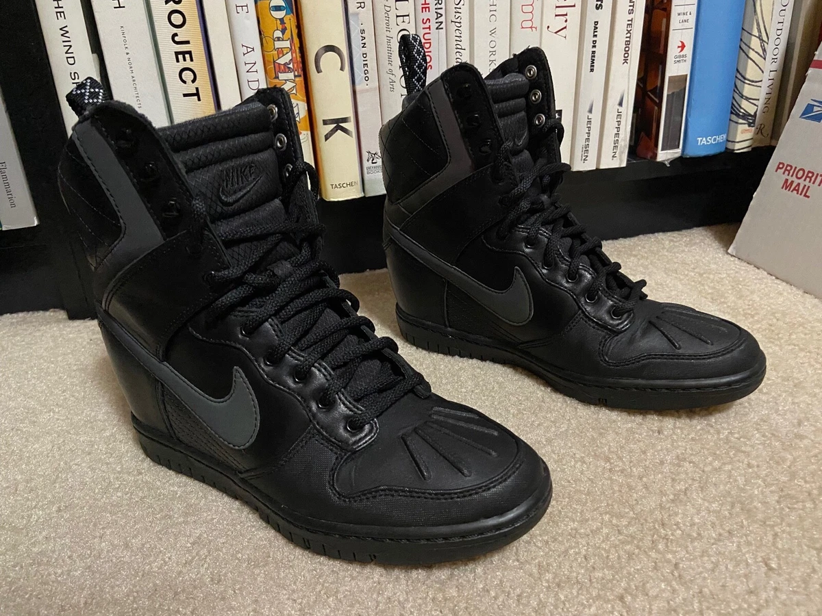 Universidad Factibilidad vela Nike Dunk Sky Hi Sneaker Wedge boot Women&#039;s Sz 7.5 Black 807401-001  h20 repel | eBay