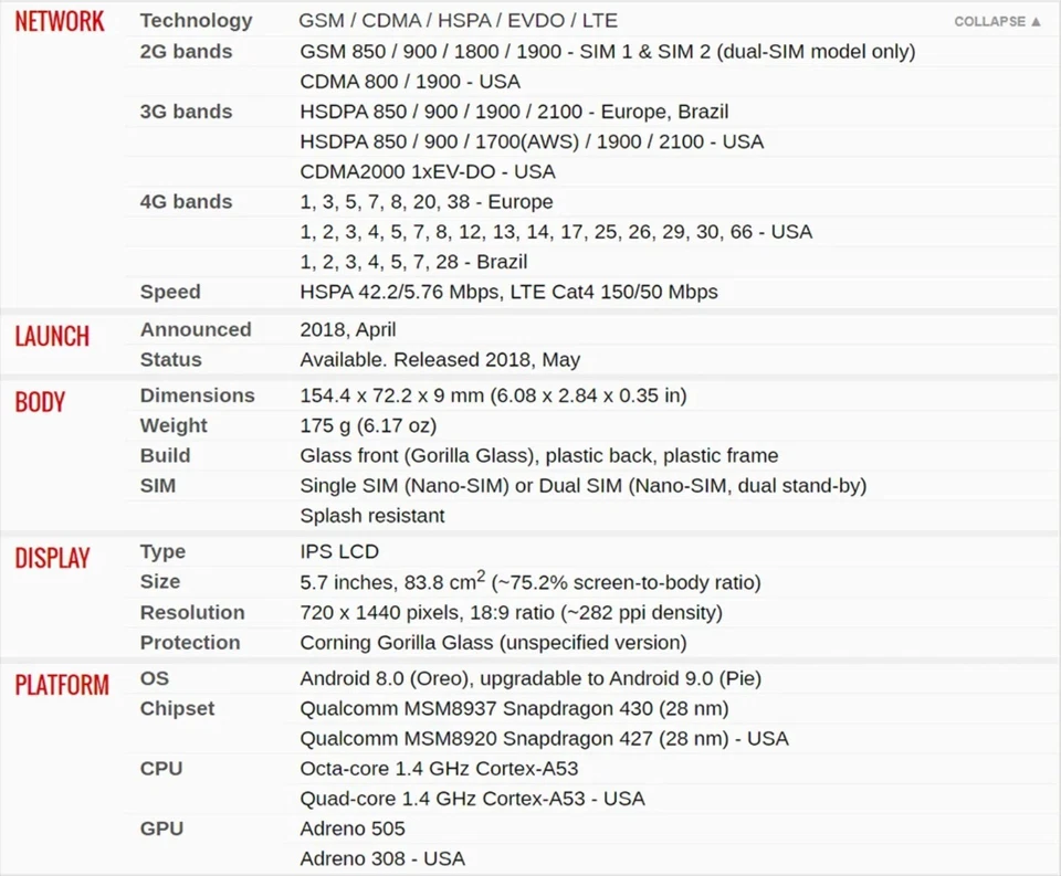 Motorola Moto G6 Play XT1922 5.7 3GB RAM 16GB ROM Original Fingerprint Phone - Immagine 4 di 4