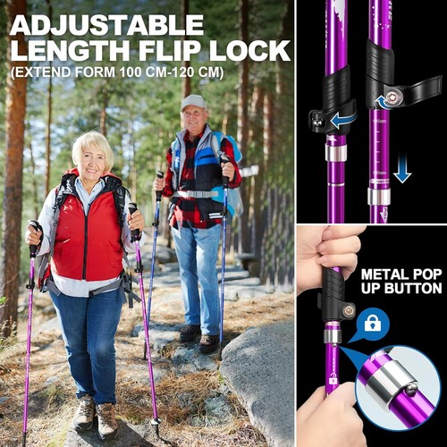 Hiking Poles Collapsible Trekking Poles - Aluminum Alloy 7075 Walking Sticks for - Picture 4 of 5