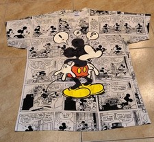VTG 1990’s Mickey Mouse Disney Comic Strip AOP Single Stitch Shirt XL, EXCELLENT