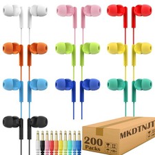 200 Pack Bulk Earbuds for Classroom,Wholesale Wired Students in Ear Earphones...