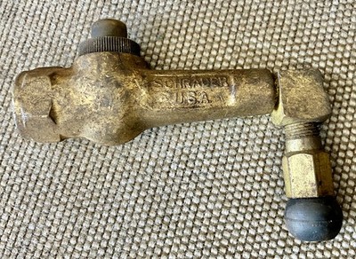 Vintage Schrader Brass Blow Gun Air Nozzle Angle Head - USA