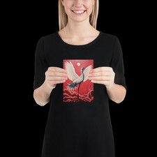 Heron on Red Poster