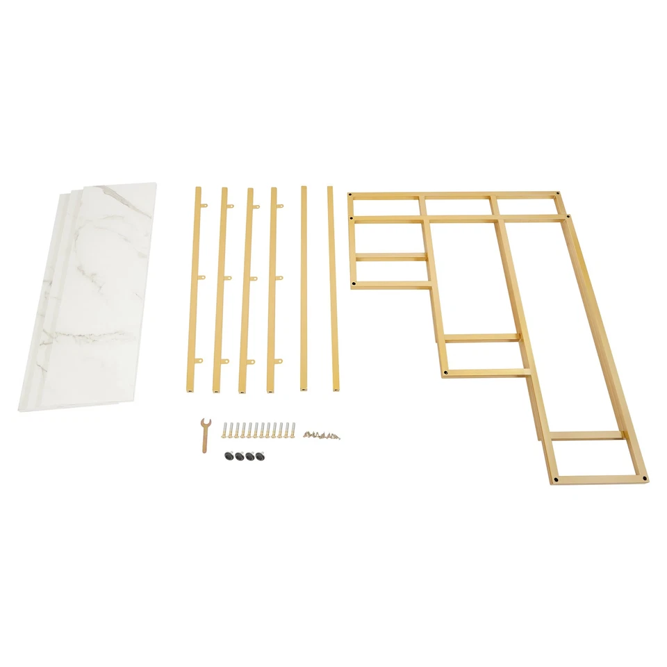 Gold+White 3-Tier Retail Table Display Rack for Bag Shoes Organizer Stand NEW - Image 4 of 4