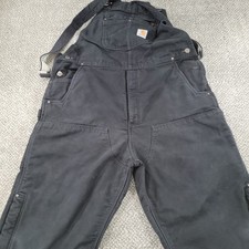 Carhartt Men Black Insulated Duck Bib Overalls 104031-BLK XL Short Thinsulate