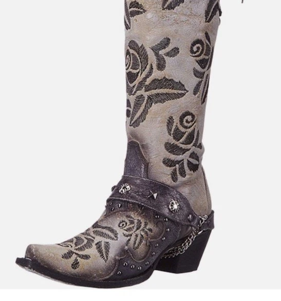 Botas Corral Rosa Bordadas Western Sobre la Rodilla Botas Mujer 6M Usadas. Foto 2 de 4