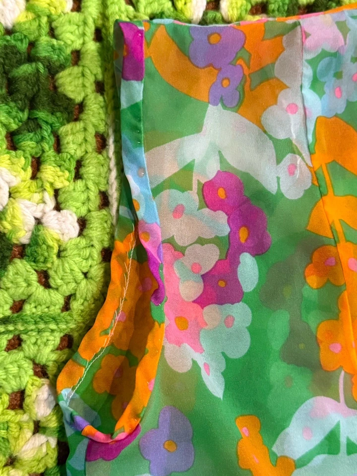 Chaleco y bufanda abiertos vintage floral transparente para mujer clásico hippie boho chic Foto 2 de 4