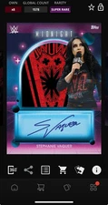 DIGITAL TOPPS WWE SLAM Stephanie Vaquer MIDNIGHT SUPER RARE SIGNATURE RELIC Read