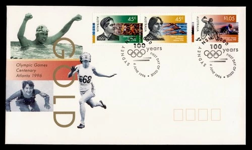 DR WHO 1996 AUSTRALIA FDC OLYMPICS CACHET COMBO $1.05 C338830
