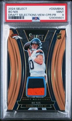 2024 Select Draft Selections Mem Copper 49/49 PSA 9 RC, Bo Nix Pop 5!