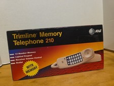 AT T 210WH Trimline Corded Phone - White Vintage With Memory