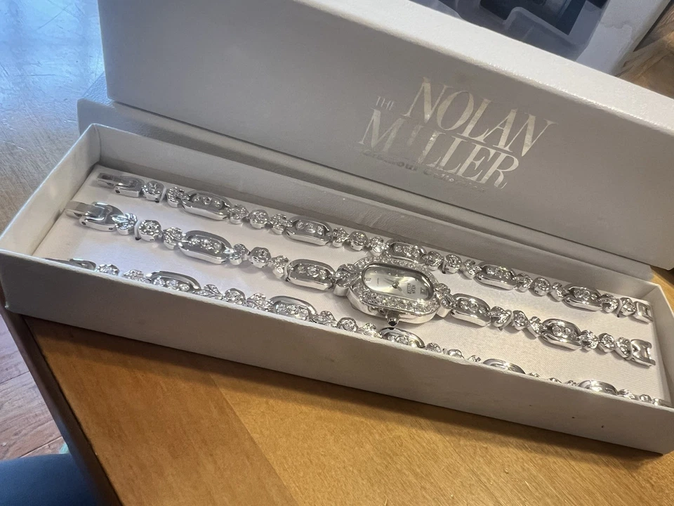 Reloj y pulsera de plata NOLAN MILLER juego de 3 piezas plata caja original 7294 Foto 2 de 4