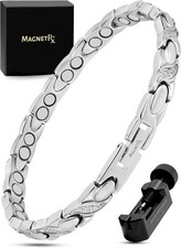 MagnetRX Magnetic Bracelets for Women Double Magnet Crystal Bracelet Silver XO 