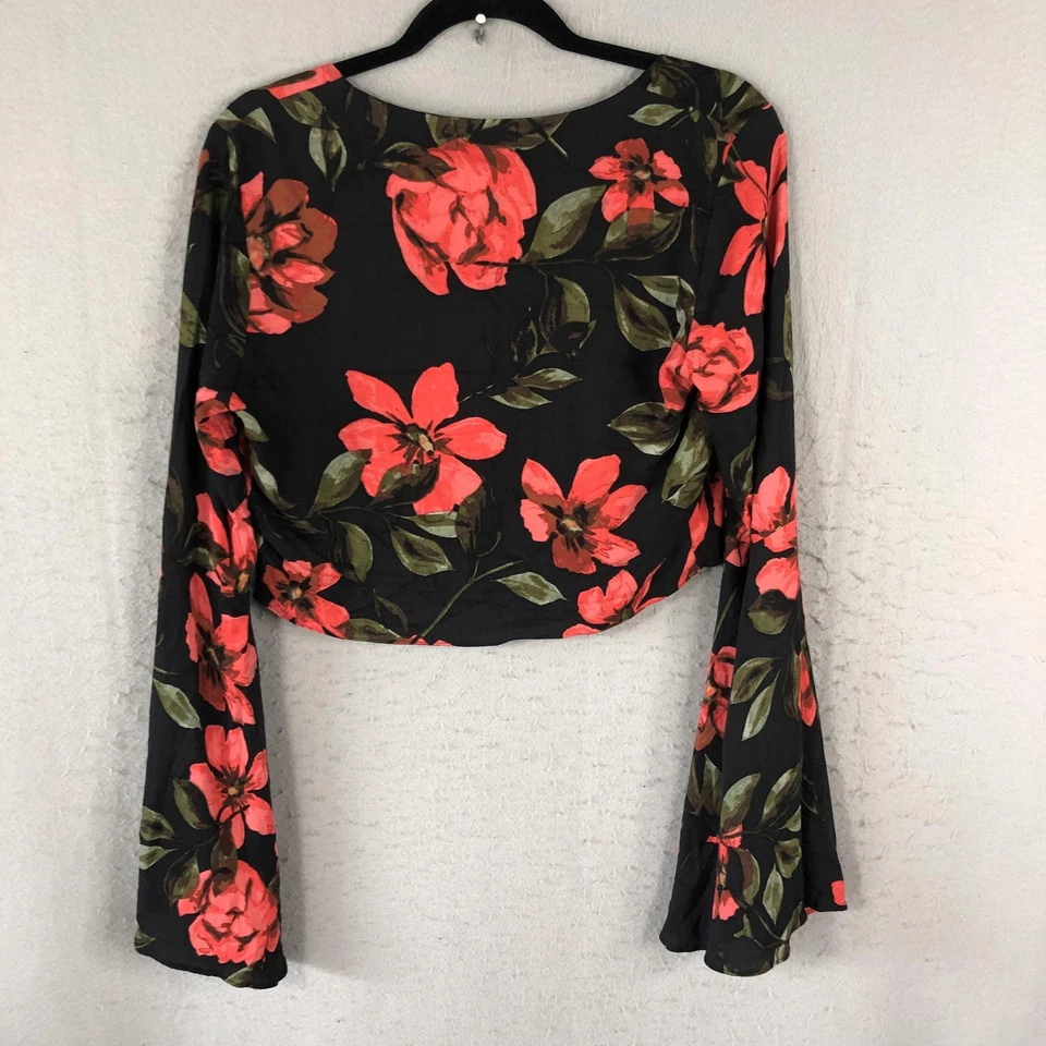 Blusa Delicada Hooligan Para Mujer Grande Floral Manga Campana Con Cordones Top Boho Foto 2 de 4