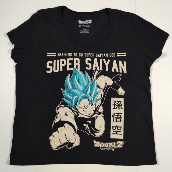 Dragon Ball Z Goku T-Shirt Womens XL Black – Super Saiyan Blue Anime Graphic Tee