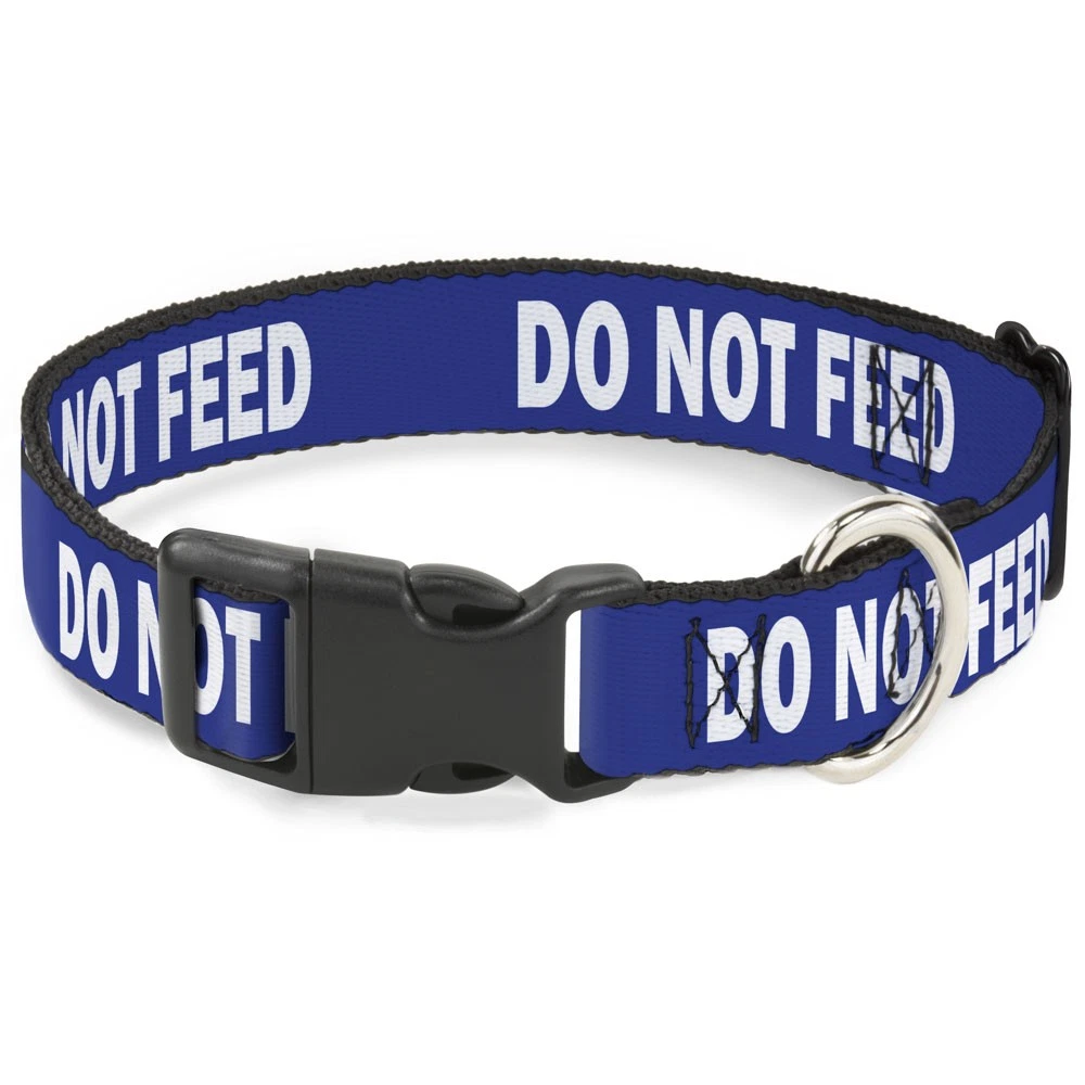 Plastic Clip Collar Pet Quote DO NOT FEED Navy/White Medium 11-16.5" (US IMPORT)