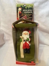 HALLMARK SANTA STOCKING HANGER Vtg 70s 80s Christmas Mantel Holder W/ Box