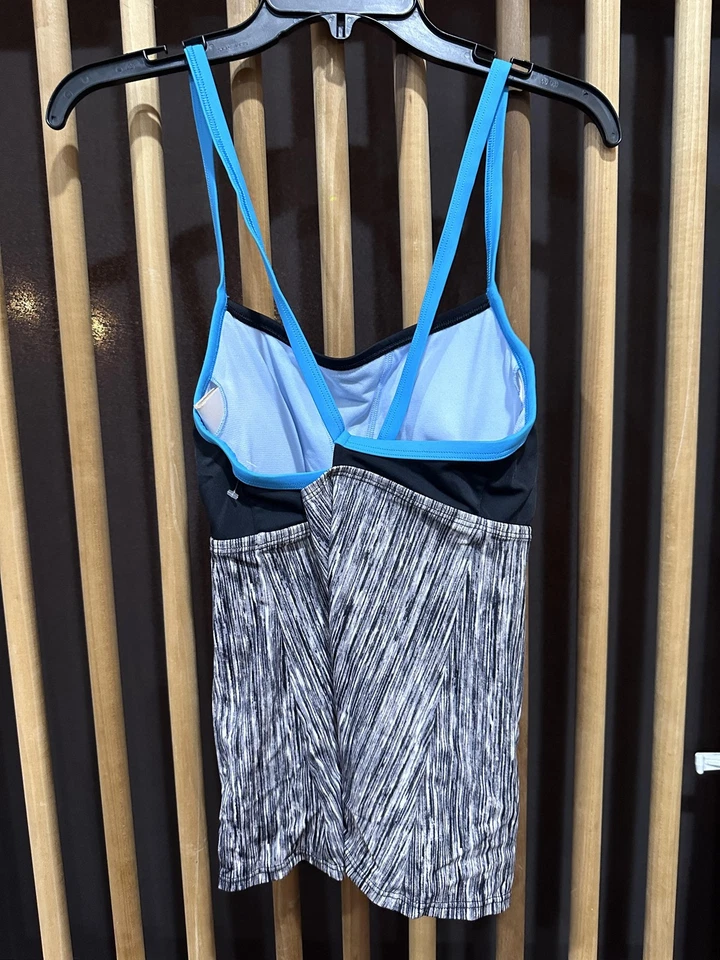 Traje de baño Nike Tankini Top para mujer XL negro azul con tiras traje de baño atlético Foto 2 de 4