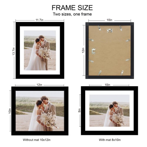 10x12 Picture Frame Set of 4, Made of Real Glass and Black Frame - Display Pi... - Picture 2 of 6