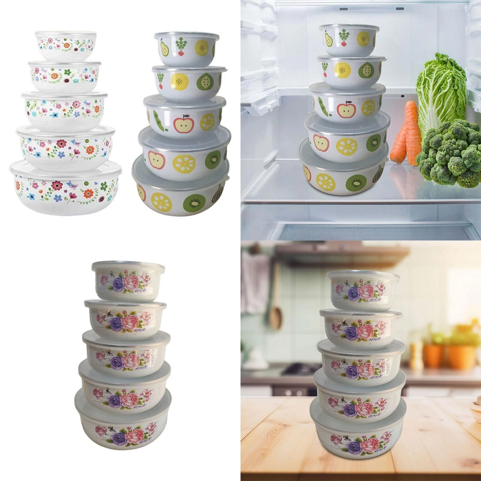 5x Mixing Bowl Set Fruits Salad Bowl Food Prep Bowls