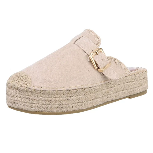 Womens Braided Open Heel Mules Ital Design 9743 in Beige
