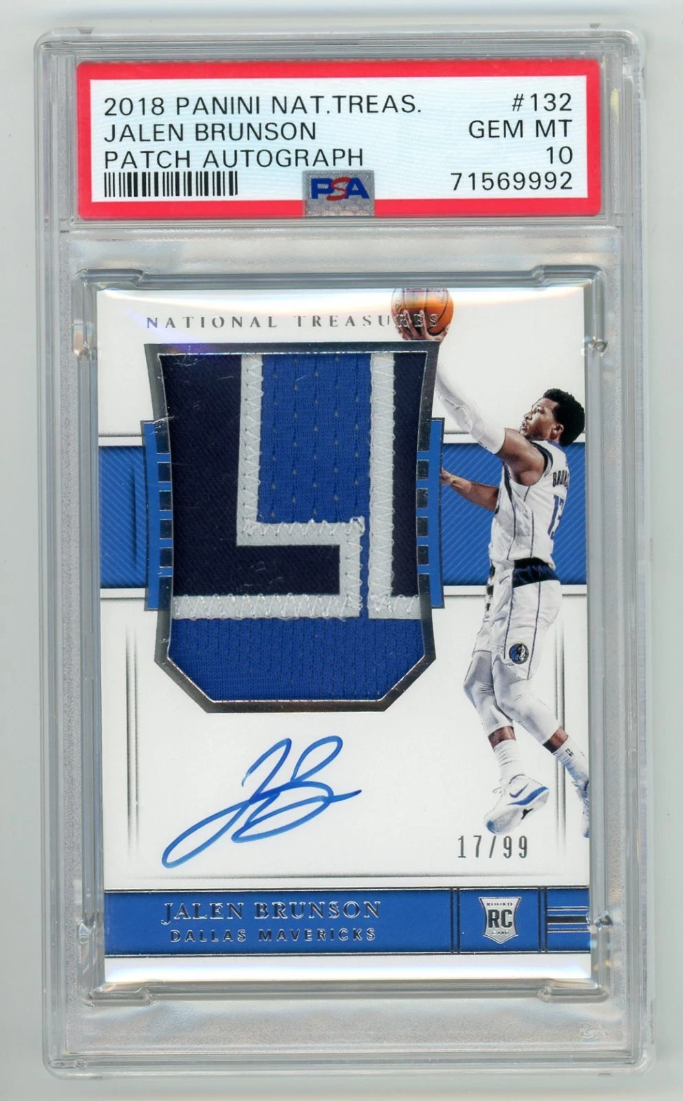 2018 National Treasures Jalen Brunson Rookie Patch Auto RPA RC #/99 PSA 10 POP 2 - Picture 1 of 2