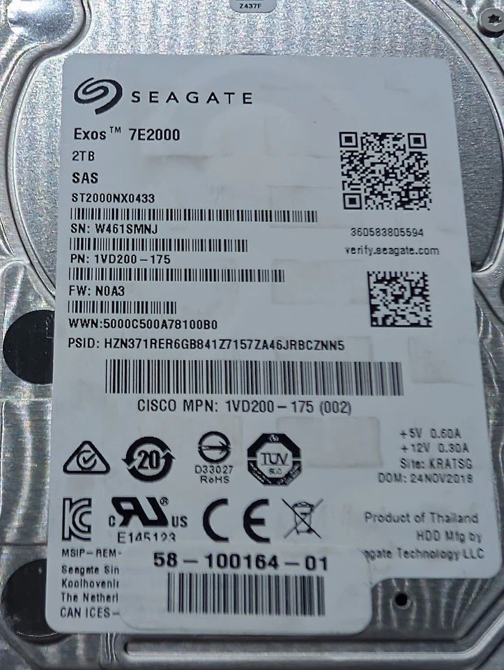 Disco duro Seagate 2 TB Exos SAS Server 2,5" ST2000NX0433 Foto 2 de 3