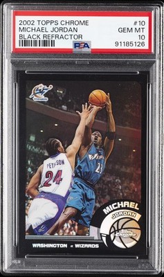 2002 TOPPS CHROME BLACK REFRACTOR #10 MICHAEL JORDAN 93/99 PSA 10