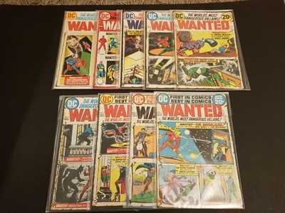 1972 DC Comics WANTED The World's Most Dangerous Villans! Complete Run #1 - #9