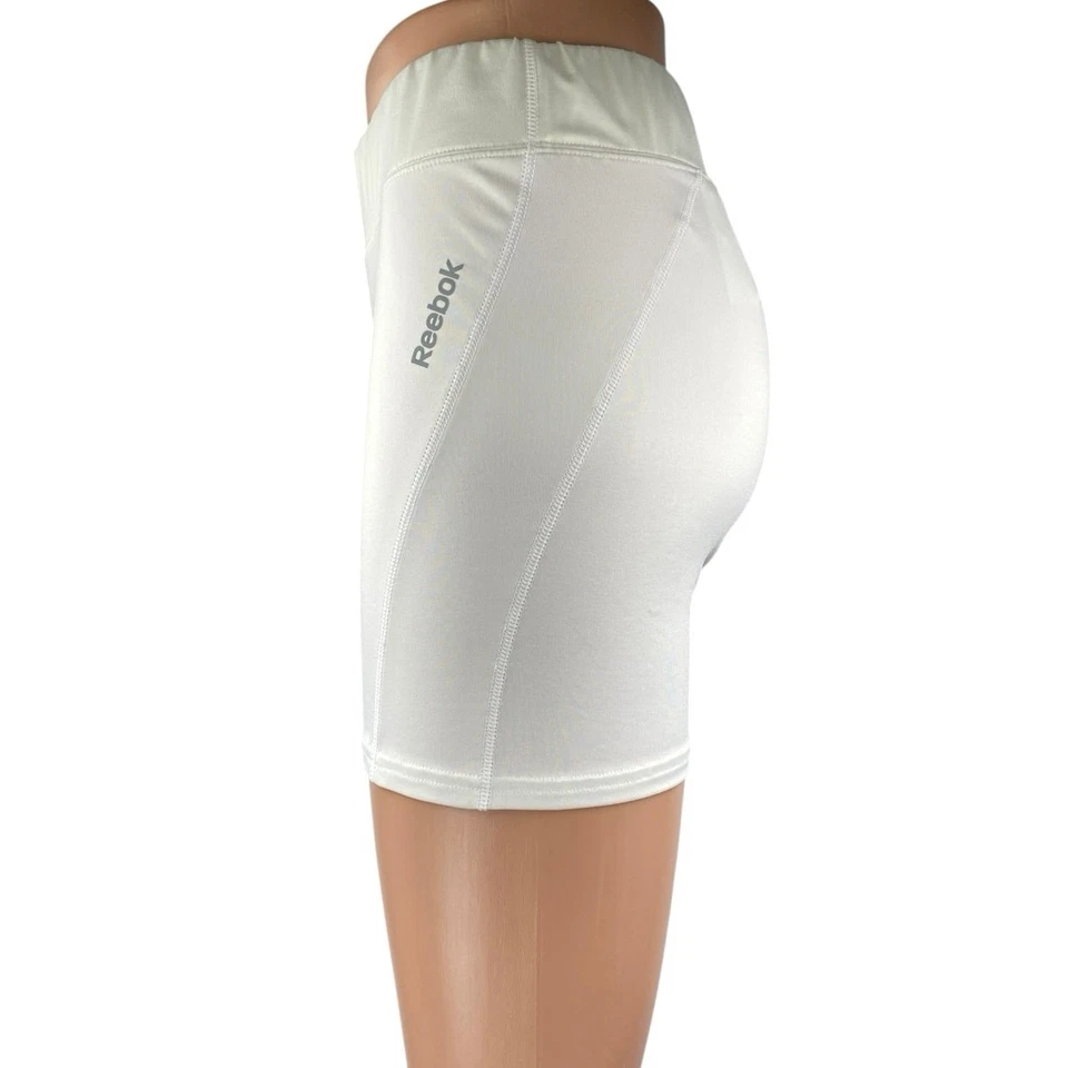 Pantalones Cortos Deportivos de Motociclista Reebok Para Mujer Blancos Tirar de tiro Medio Yoga Entrenamiento Talla L Foto 2 de 4